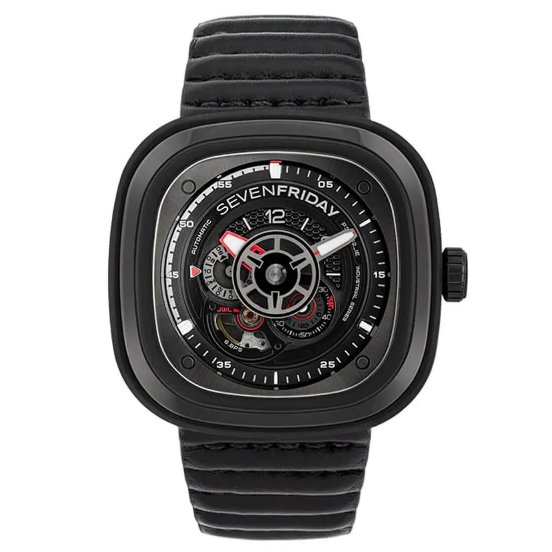 SevenFriday Men's Automatic Watch - Racer III Power Reserve Sport Leather Strap | P3C-02