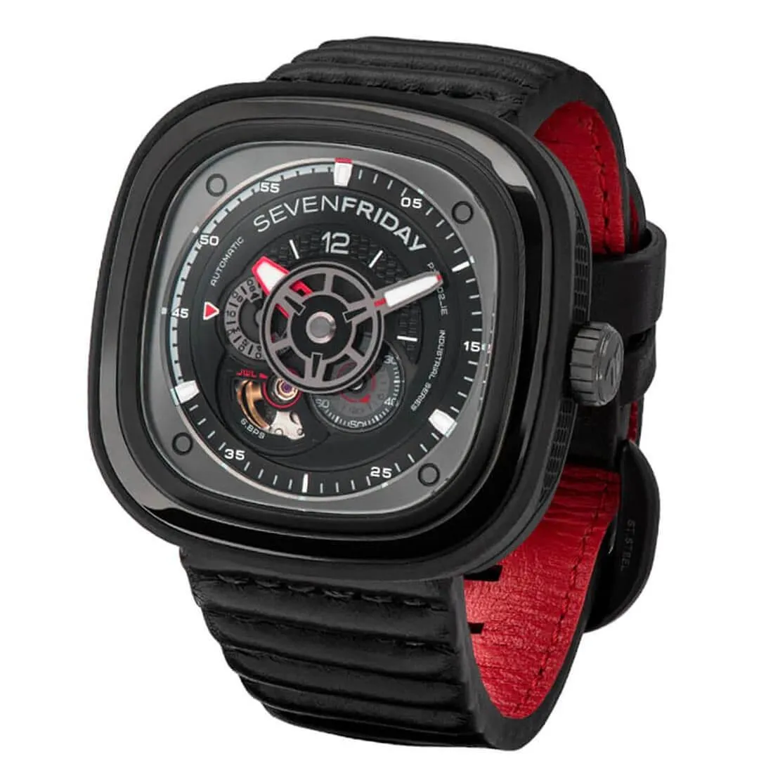 SevenFriday Men's Automatic Watch - Racer III Power Reserve Sport Leather Strap | P3C-02