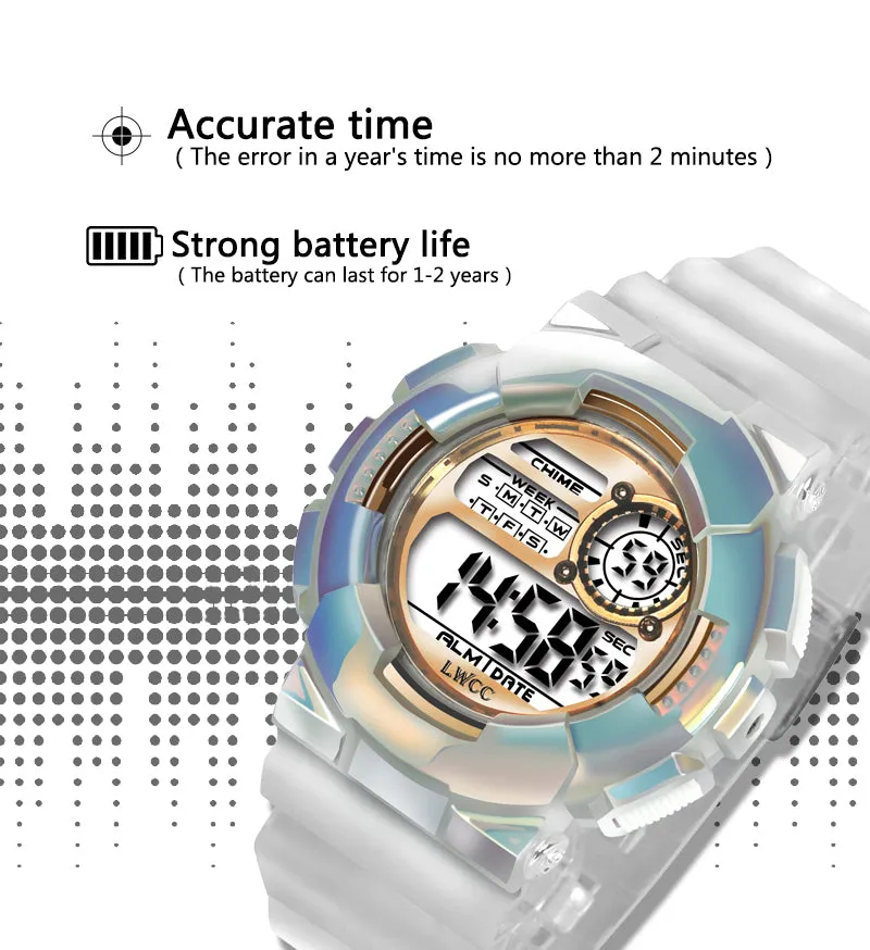 Sidiou Group Fashion Multifunction LED Digital Watch For Women Waterproof Casual Sports Watches Ladies Transparent Electronic Wristwatch