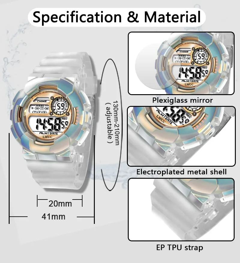 Sidiou Group Fashion Multifunction LED Digital Watch For Women Waterproof Casual Sports Watches Ladies Transparent Electronic Wristwatch