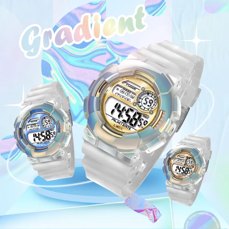 Sidiou Group Fashion Multifunction LED Digital Watch For Women Waterproof Casual Sports Watches Ladies Transparent Electronic Wristwatch