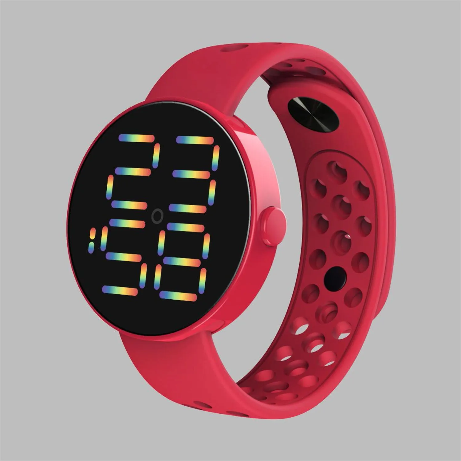 Sidiou Group New Fashion LED Digital Watch For Women Round Dial Sports Electronic Wrist Watch Waterproof Breathable Silicone Watches
