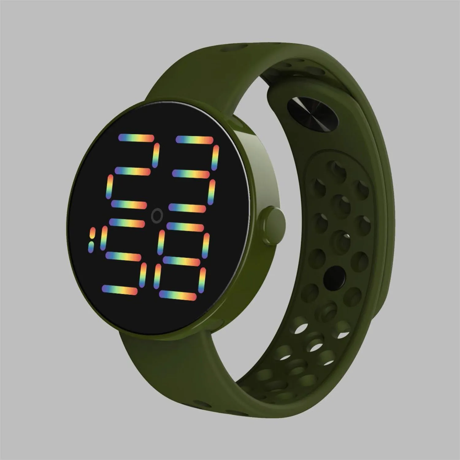Sidiou Group New Fashion LED Digital Watch For Women Round Dial Sports Electronic Wrist Watch Waterproof Breathable Silicone Watches