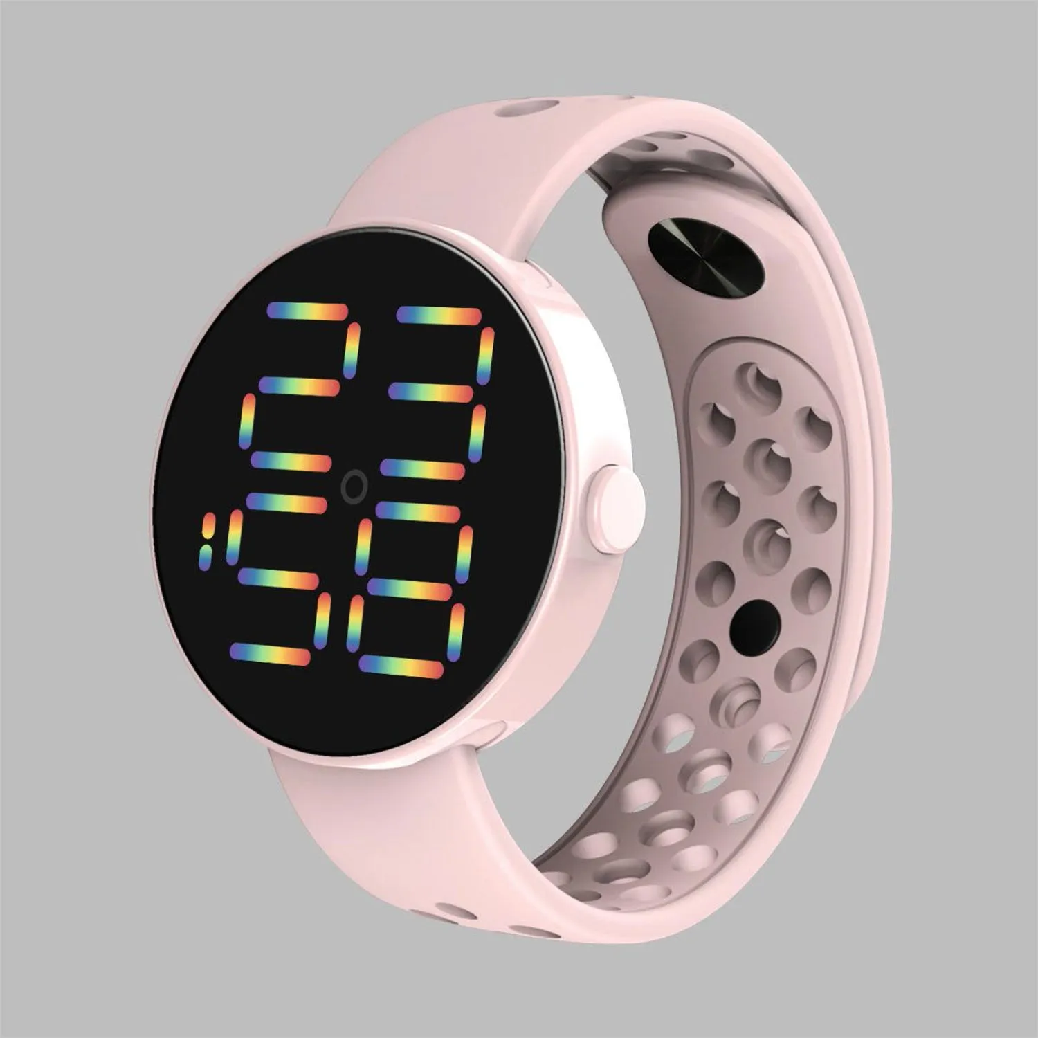 Sidiou Group New Fashion LED Digital Watch For Women Round Dial Sports Electronic Wrist Watch Waterproof Breathable Silicone Watches