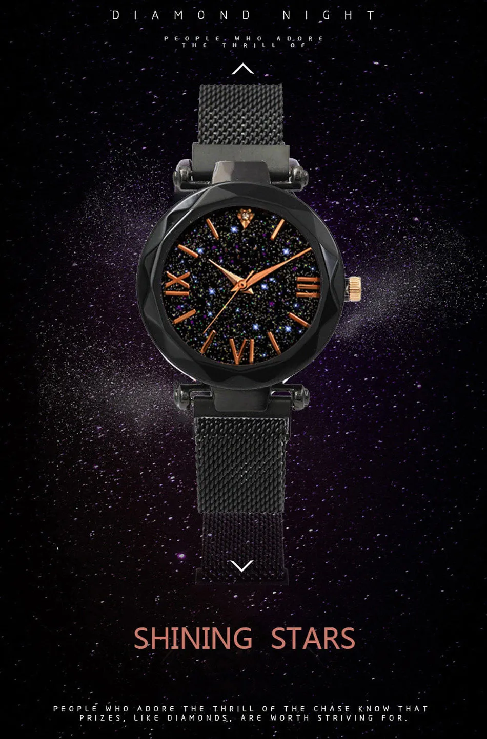 Sidiou Group Wholesale Women's Fashion Starry Sky Watches Magnet Buckle Mesh Belt Diamond Quartz Clock Luminous Dial Women Dress Watch