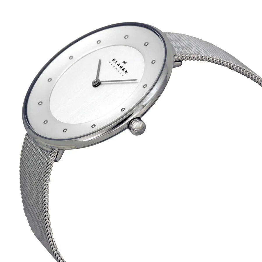Skagen Gitte White Dial Stainless Steel Mesh Ladies Watch SKW2140