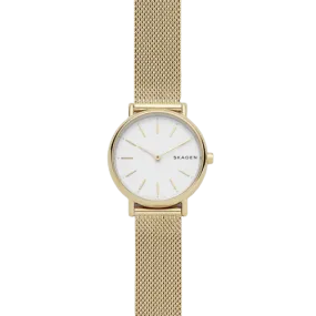 Skagen Signatur Slim Gold-Tone Steel-Mesh Watch SKW2693