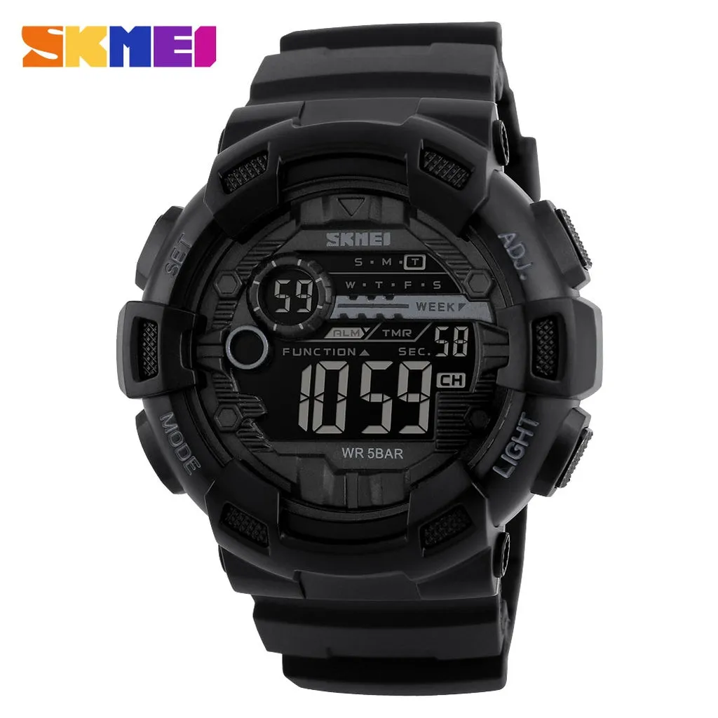 SKMEI Outdoor Sport Watch Men Multifunction 5Bar Waterproof PU Strap LED Display Watches Chrono Digital Watch Reloj Hombre 1243
