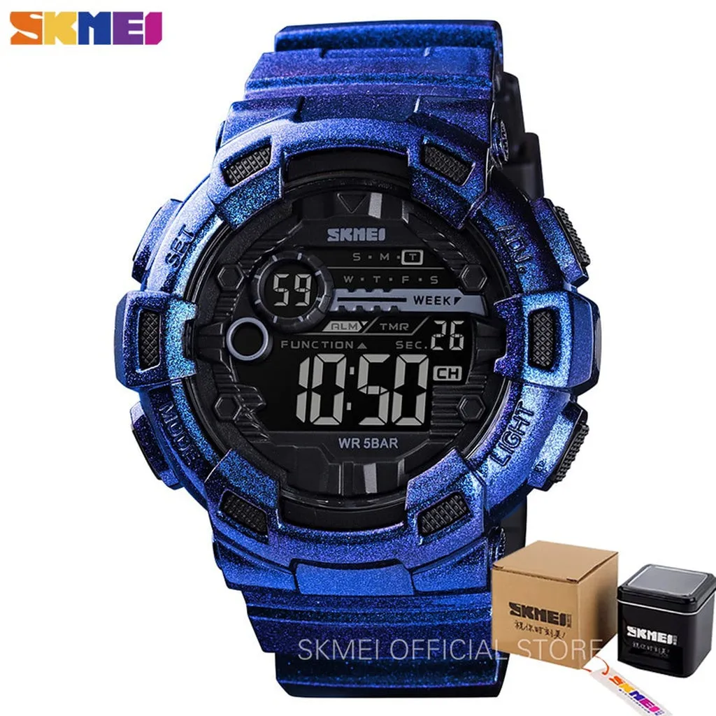 SKMEI Outdoor Sport Watch Men Multifunction 5Bar Waterproof PU Strap LED Display Watches Chrono Digital Watch Reloj Hombre 1243
