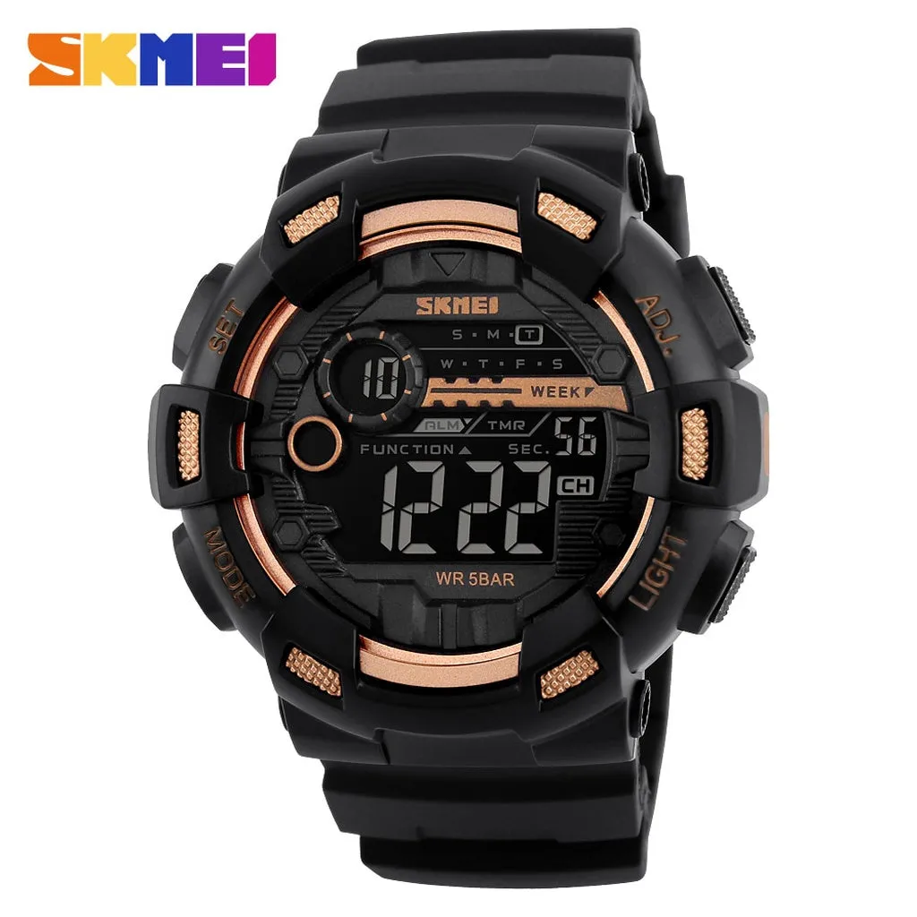 SKMEI Outdoor Sport Watch Men Multifunction 5Bar Waterproof PU Strap LED Display Watches Chrono Digital Watch Reloj Hombre 1243