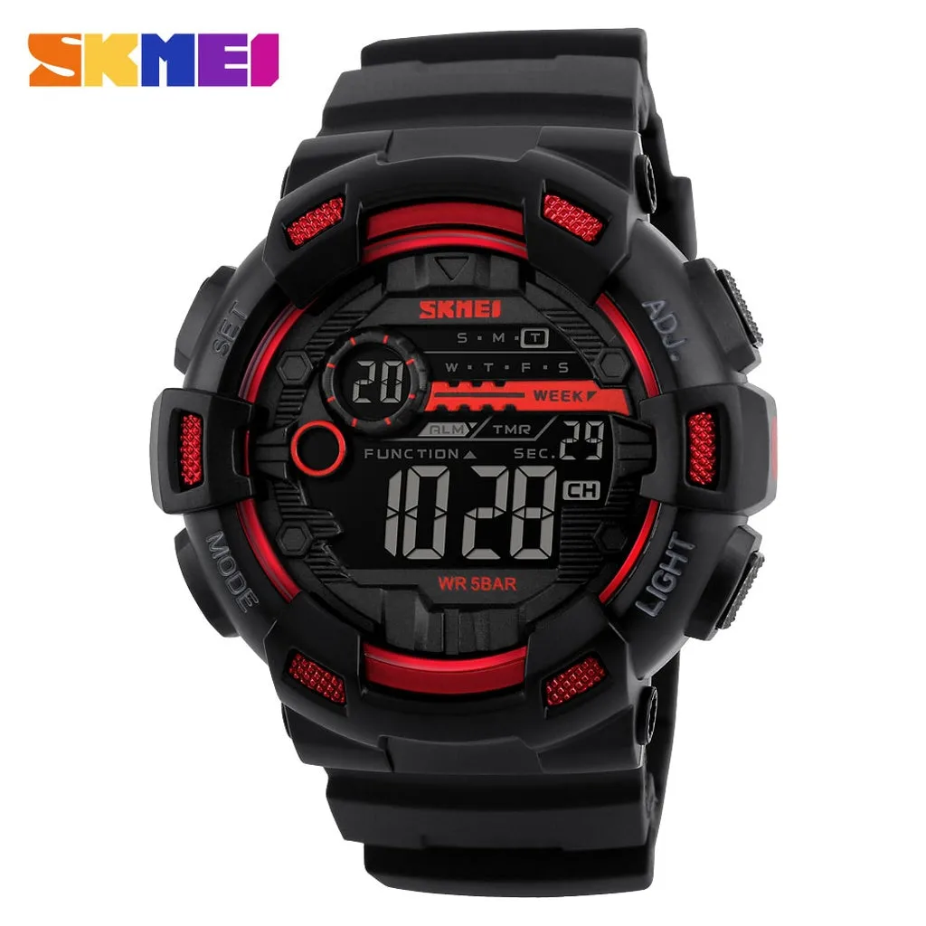 SKMEI Outdoor Sport Watch Men Multifunction 5Bar Waterproof PU Strap LED Display Watches Chrono Digital Watch Reloj Hombre 1243