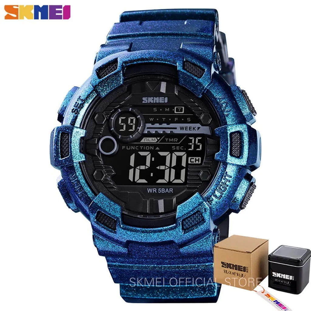 SKMEI Outdoor Sport Watch Men Multifunction 5Bar Waterproof PU Strap LED Display Watches Chrono Digital Watch Reloj Hombre 1243