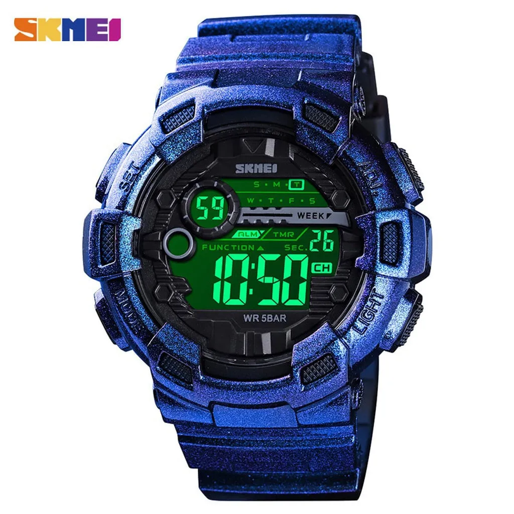 SKMEI Outdoor Sport Watch Men Multifunction 5Bar Waterproof PU Strap LED Display Watches Chrono Digital Watch Reloj Hombre 1243