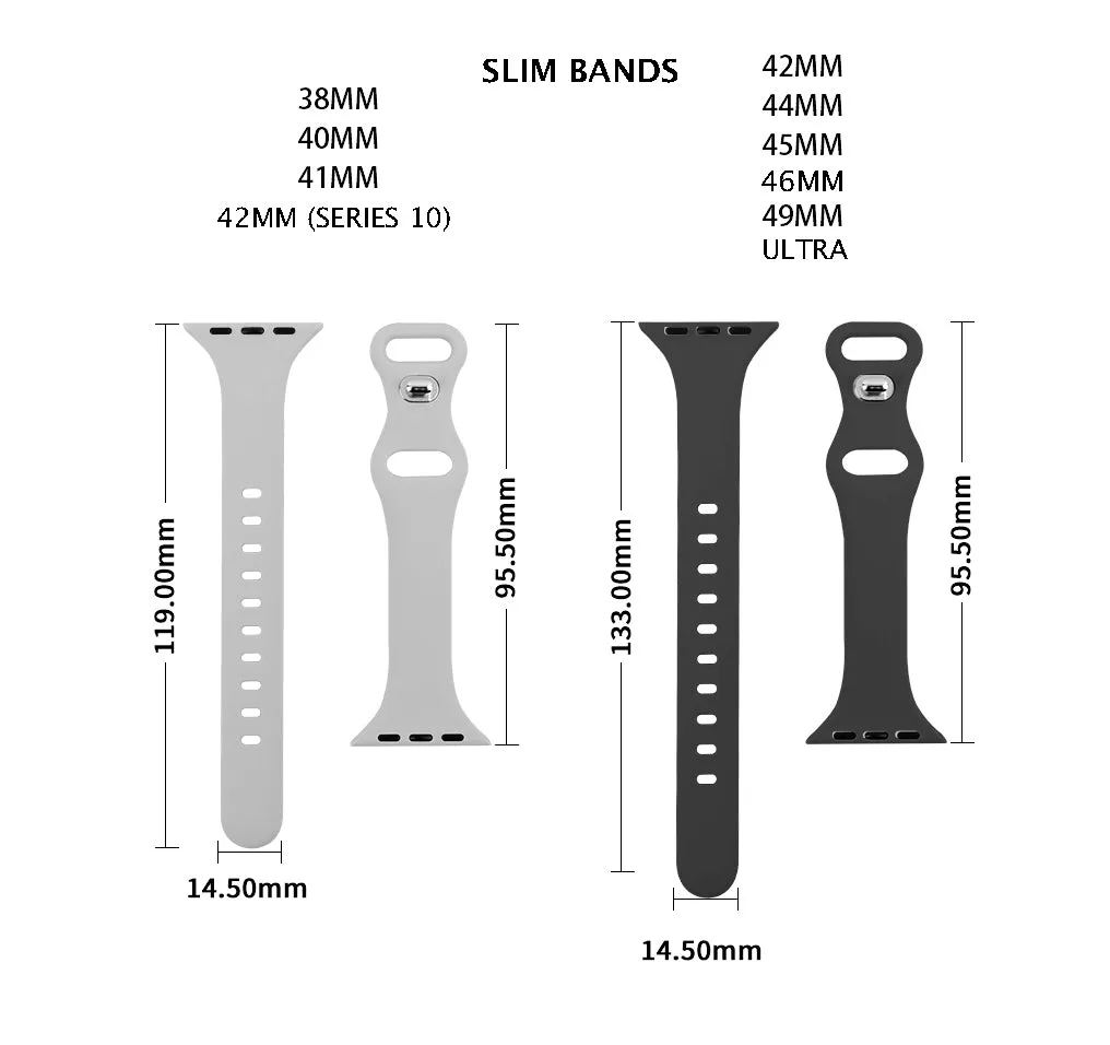 SLIM Size Band - Size 38/40/41mm & *brand new "Series 10" 42mm will be this size