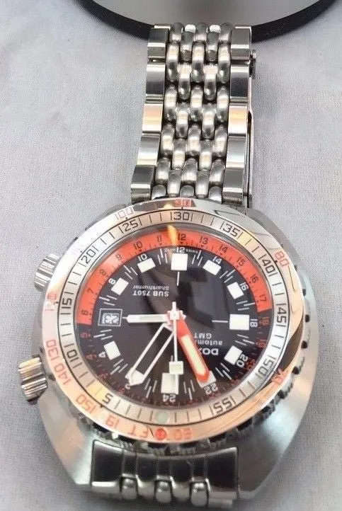 Sold!!! Doxa Sub 750 GMT Sharkhunter Diving Watch Limited Edition Black Dial Extra Strap