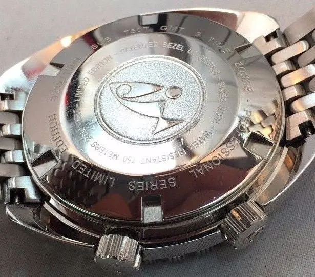 Sold!!! Doxa Sub 750 GMT Sharkhunter Diving Watch Limited Edition Black Dial Extra Strap