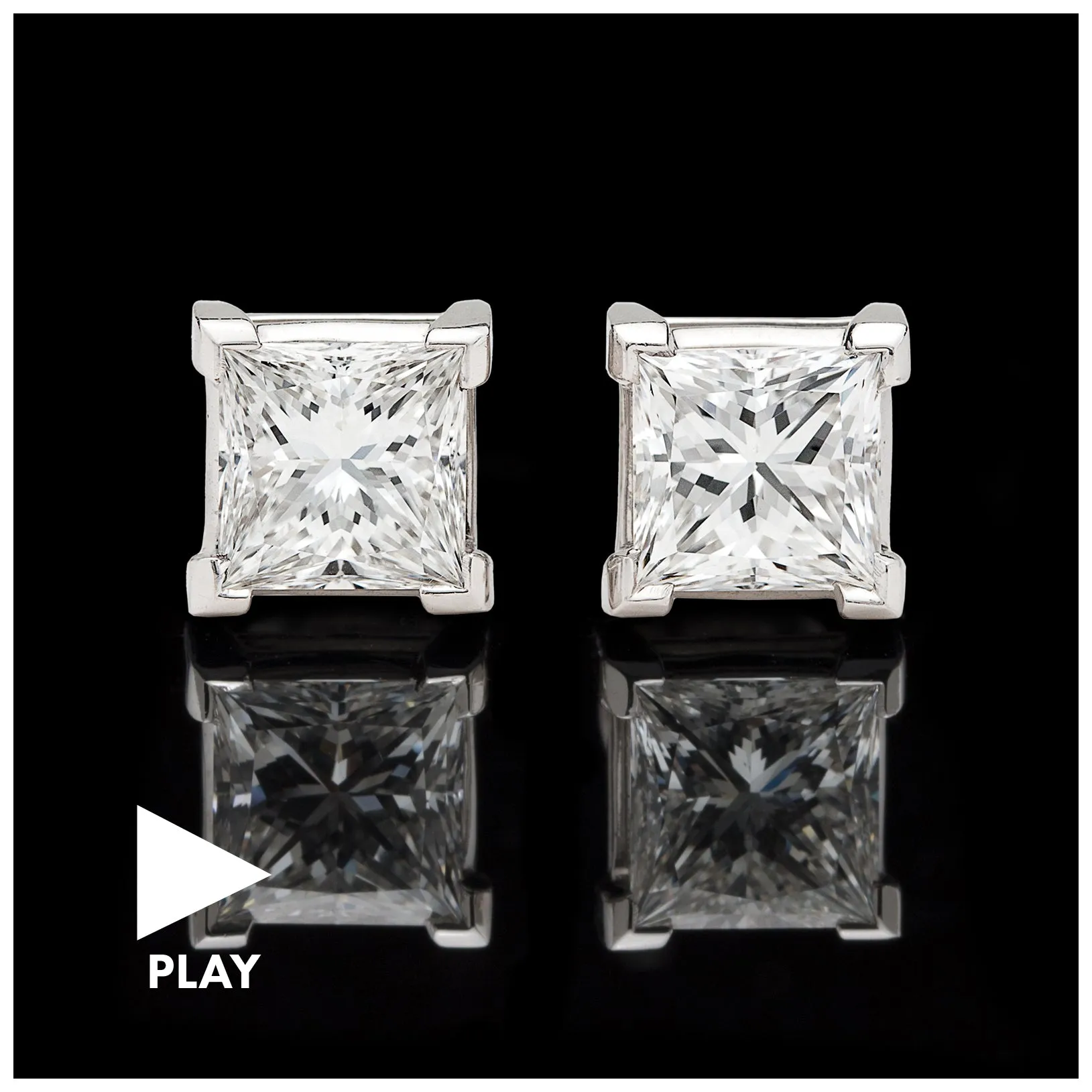 Spectacular F/VS1 Princess Cut Diamond Earrings