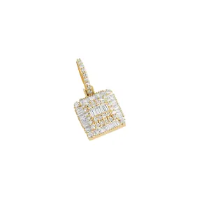 Square Baguette Diamond Pendant .86cttw 10K Yellow Gold