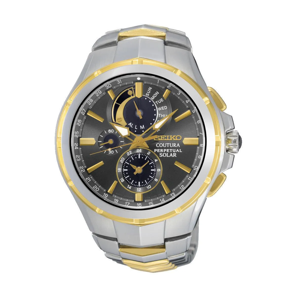 SSC376P-9 - Mens Two Tone Perpetual Calendar Coutura Solar Sports Watch