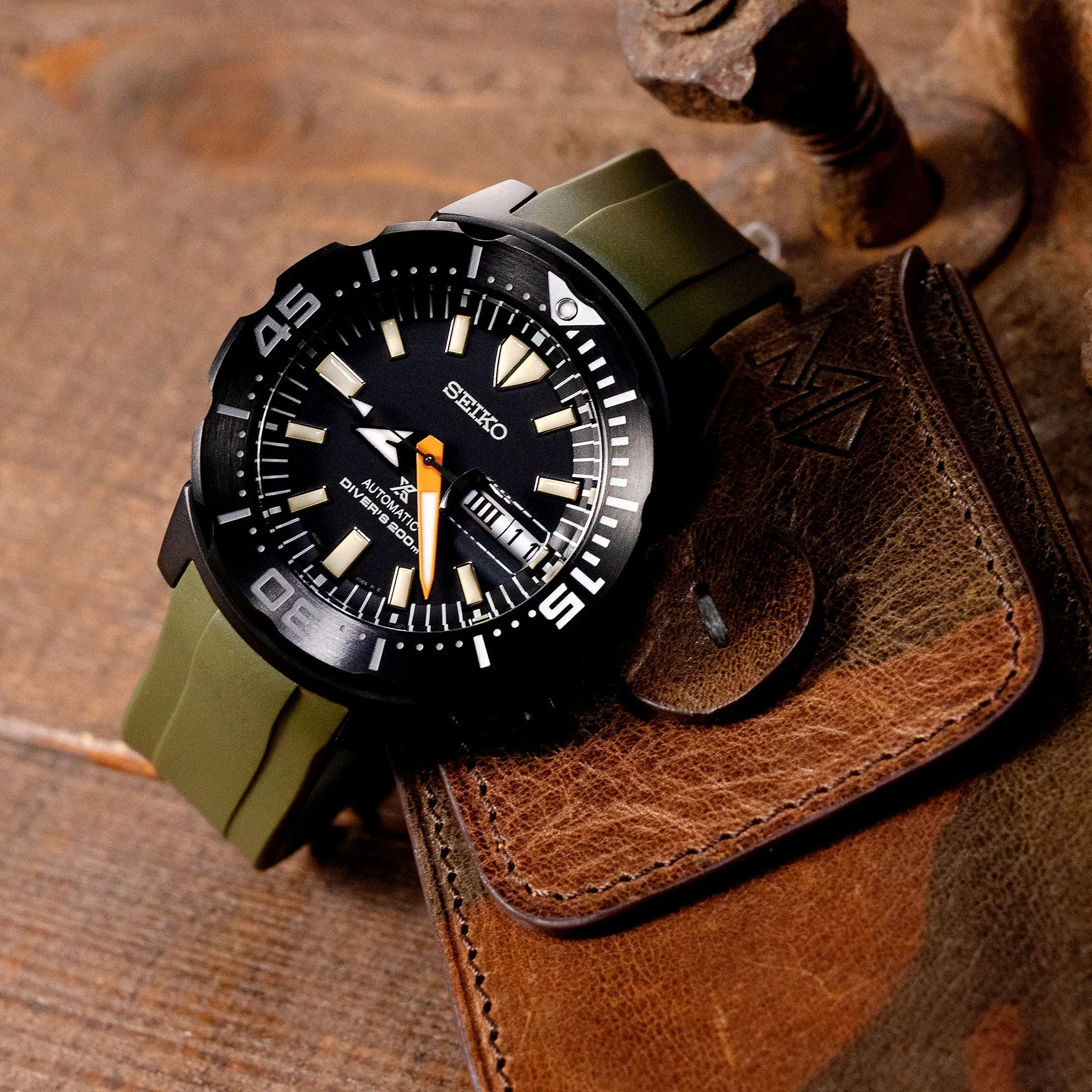 StrapXPro Lite - MX1A Rubber Strap for New Seiko Monster 4th Gen., Military Green