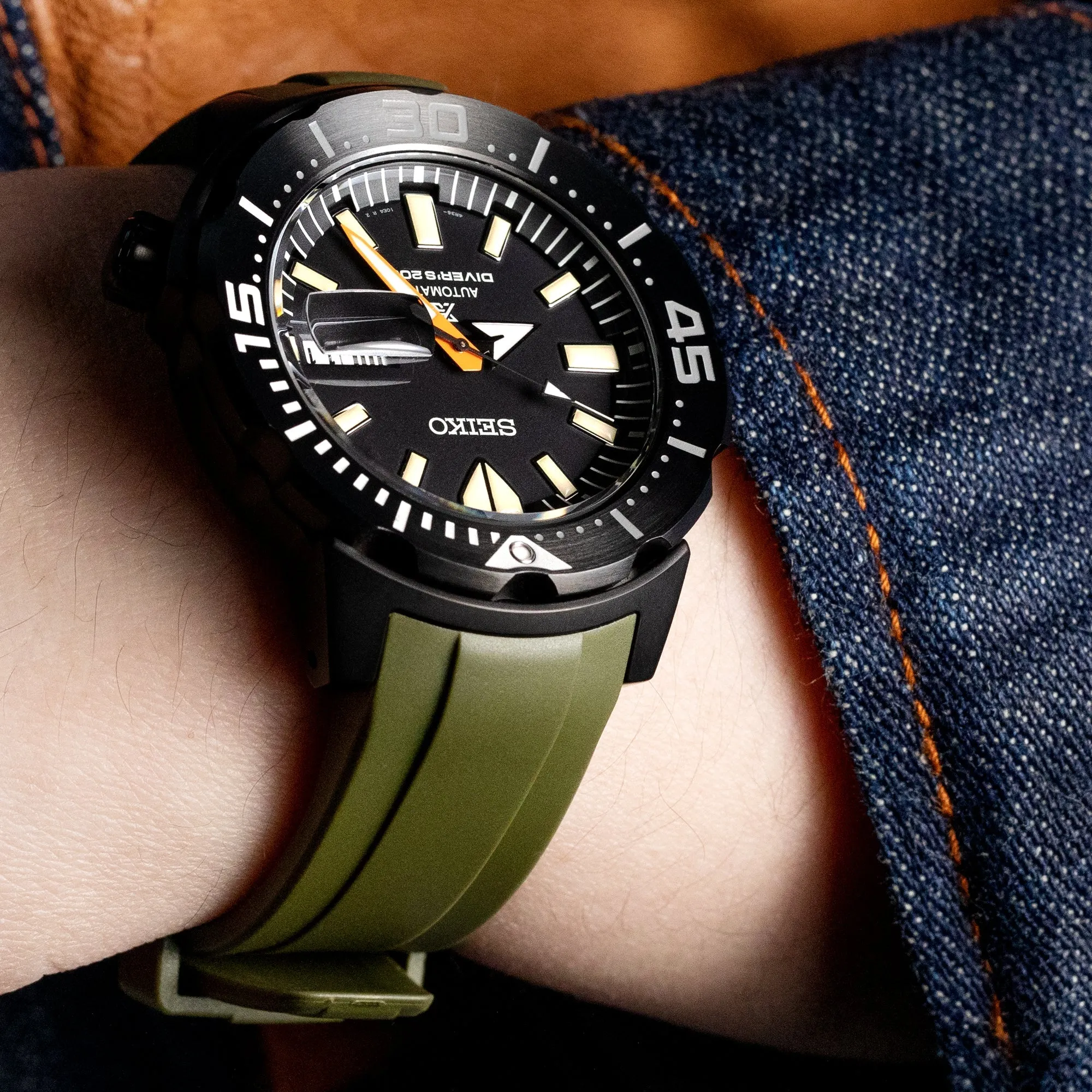 StrapXPro Lite - MX1A Rubber Strap for New Seiko Monster 4th Gen., Military Green