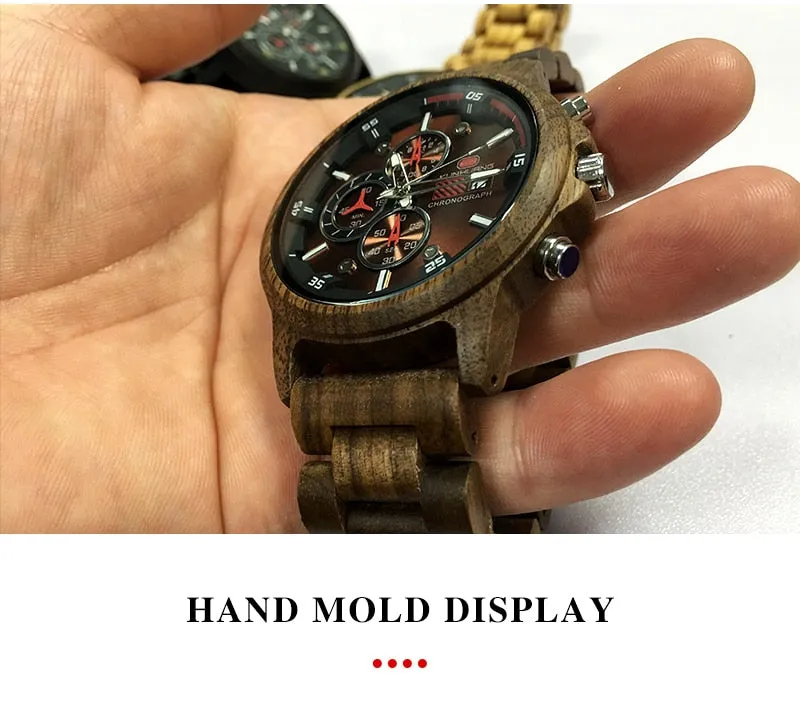 Stylish Wood Chronograph Military Mens Watch