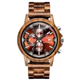 Stylish Wood Chronograph Military Mens Watch