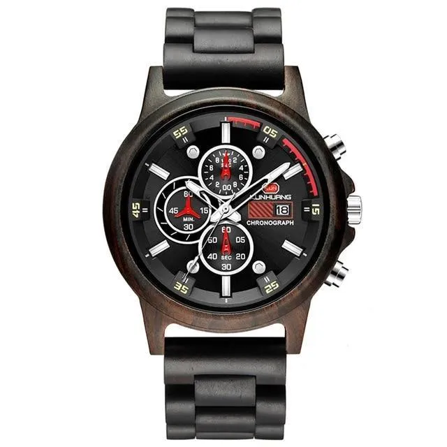 Stylish Wood Chronograph Military Mens Watch