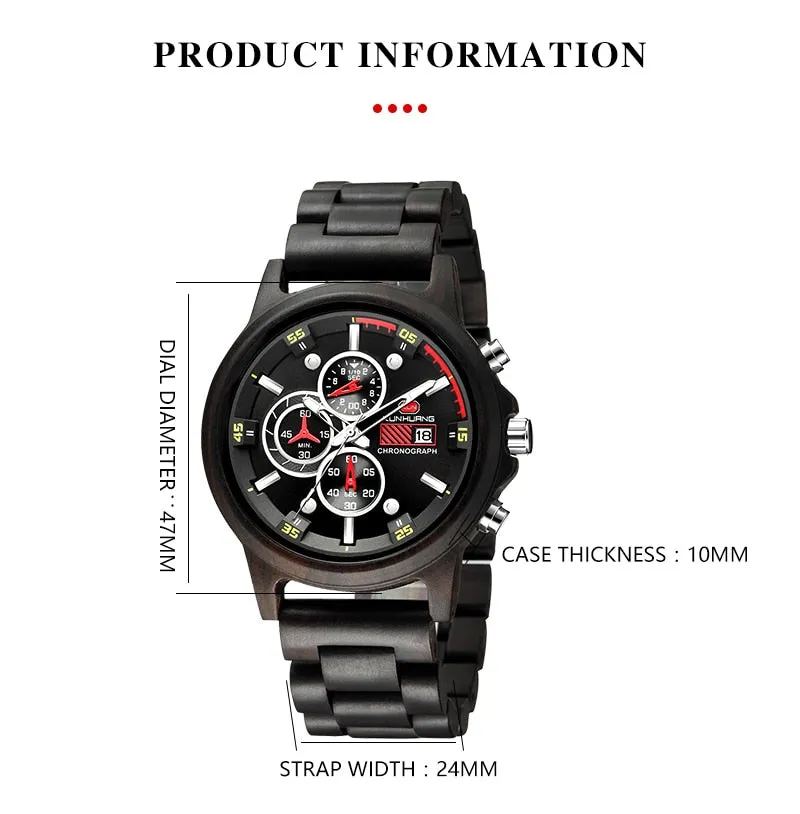 Stylish Wood Chronograph Military Mens Watch