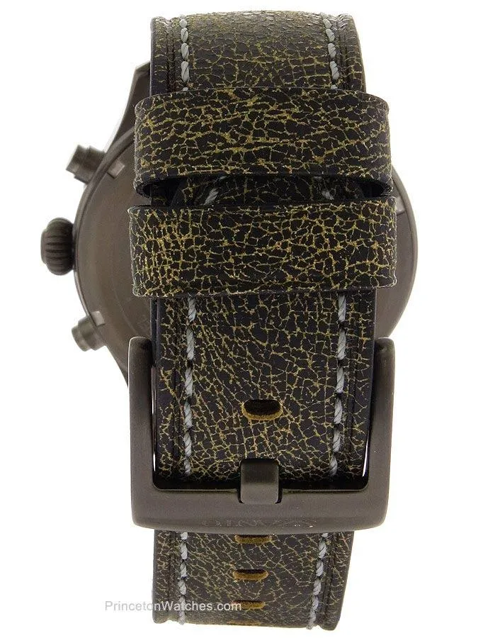 Szanto Mens 2600 Series Chronograph - Black Dial - Strap - Yellow Highlights