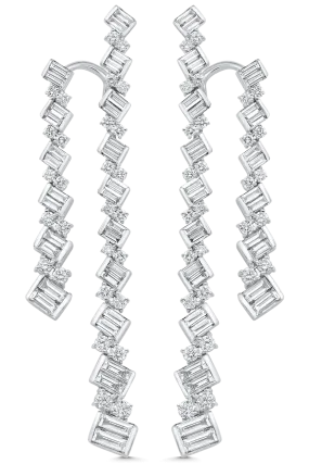 Taj Baguette Braided Diamond Drop Earrings