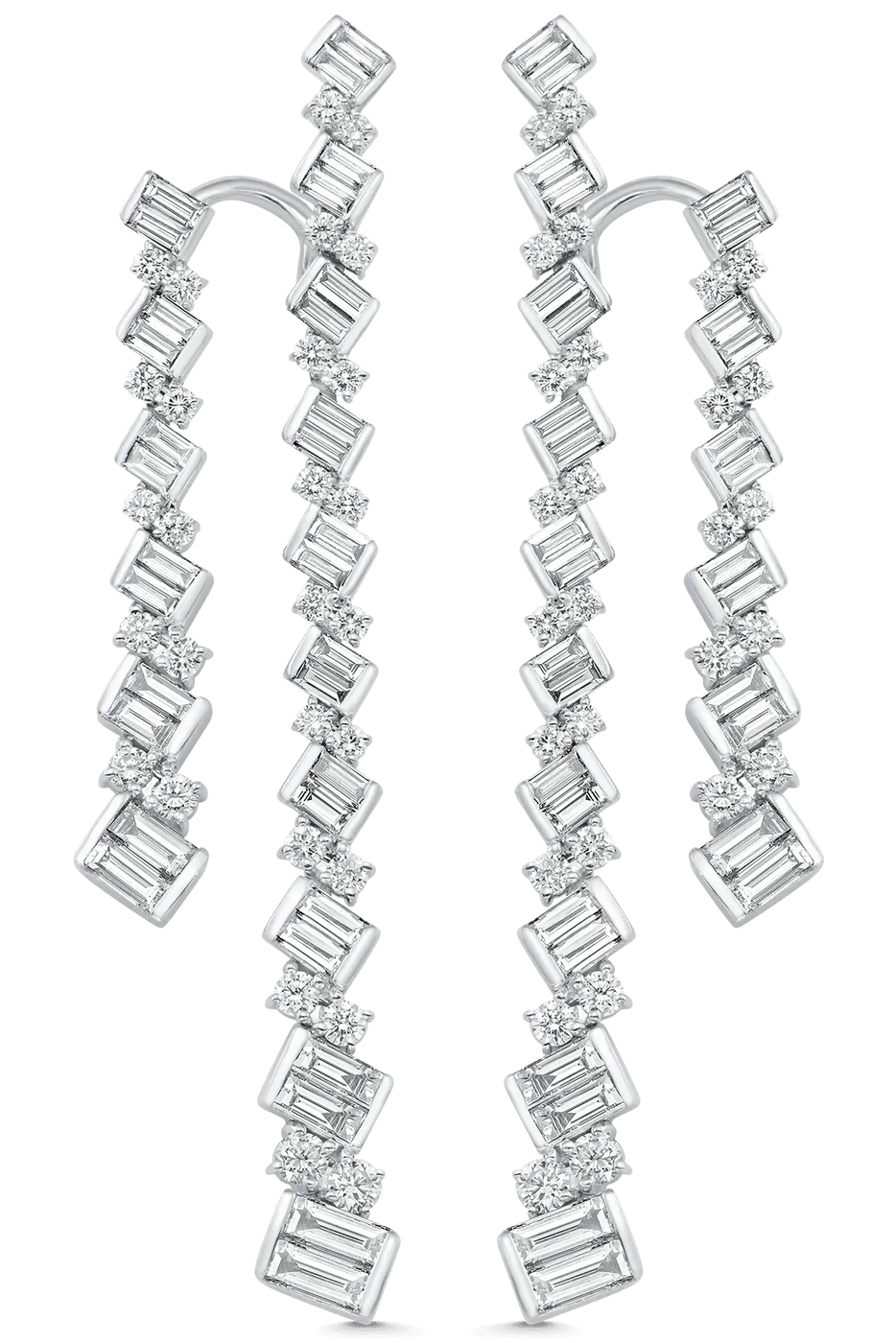 Taj Baguette Braided Diamond Drop Earrings