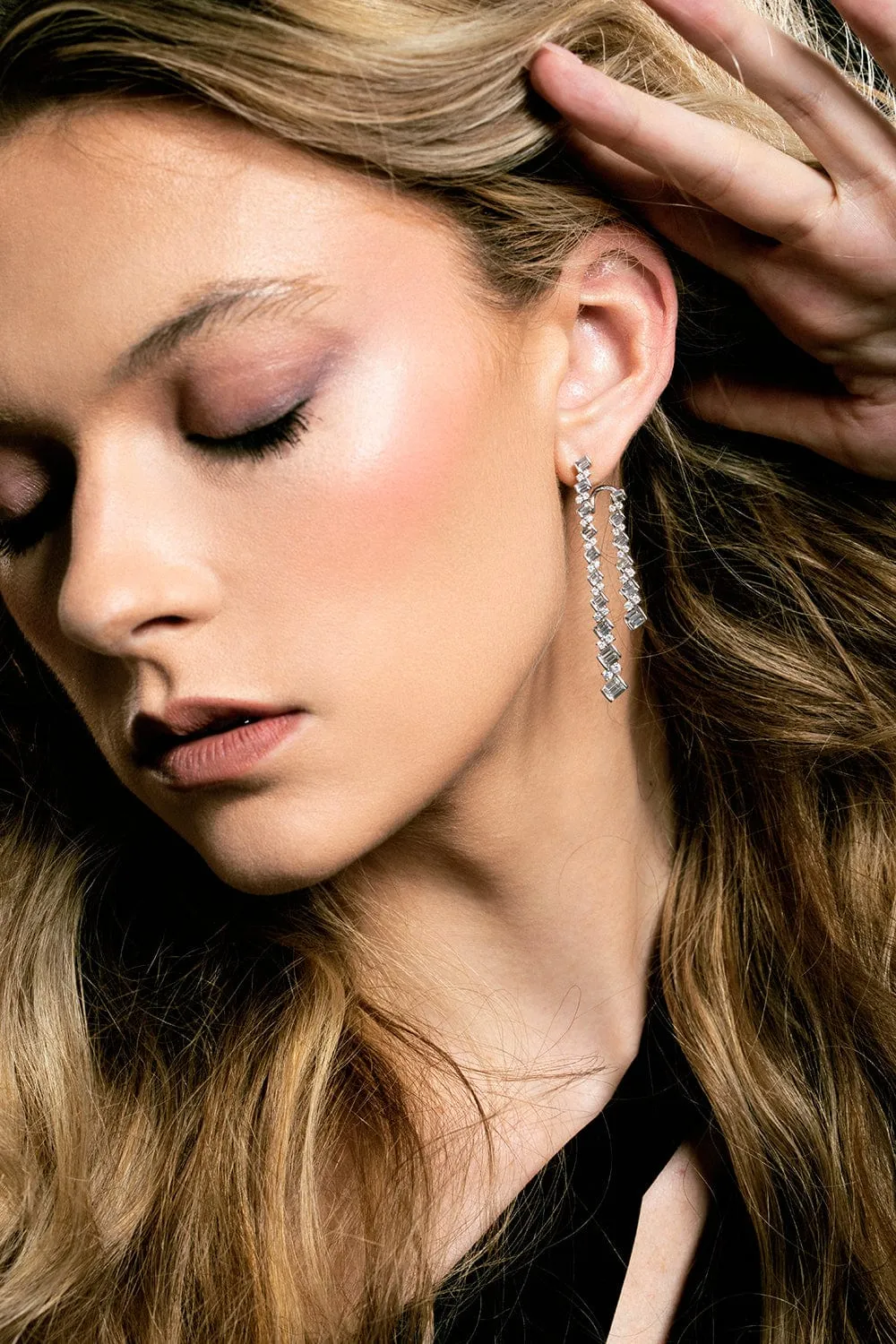 Taj Baguette Braided Diamond Drop Earrings