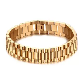 Time Stainless Steel Watch Band Bracelets 15mm Gold