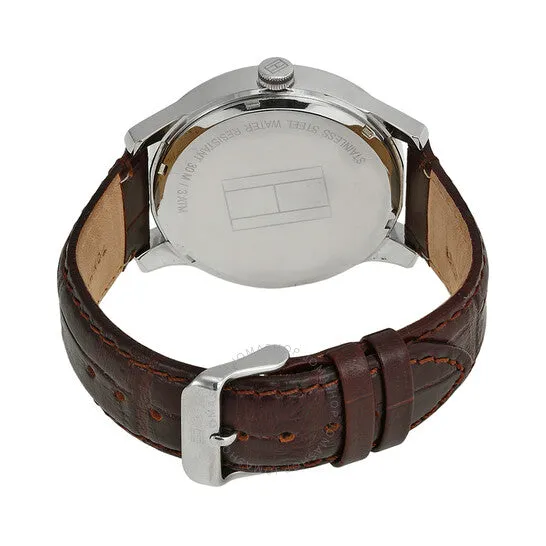 TOMMY HILFIGER Beige Dial Brown Leather Men's Watch