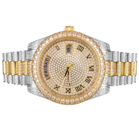 Two Tone Gold Steel Icy Bubble Case Roman Dial Luxury Watch