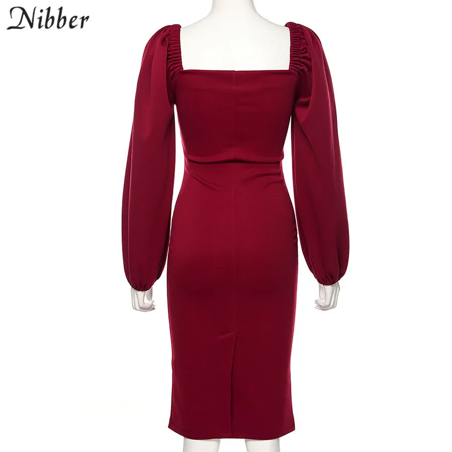 V Neck off shoulder Elegant midi dress
