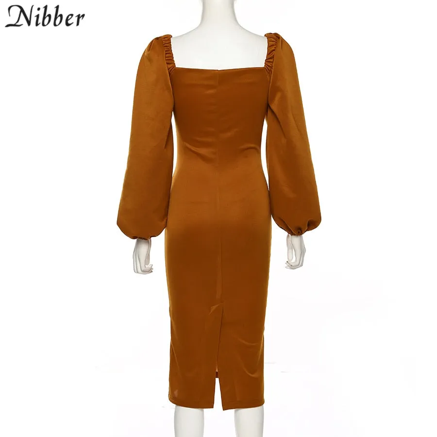V Neck off shoulder Elegant midi dress