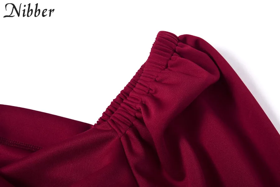 V Neck off shoulder Elegant midi dress