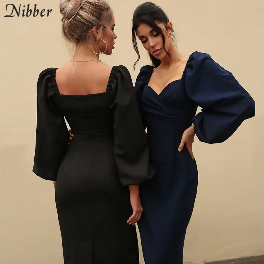 V Neck off shoulder Elegant midi dress