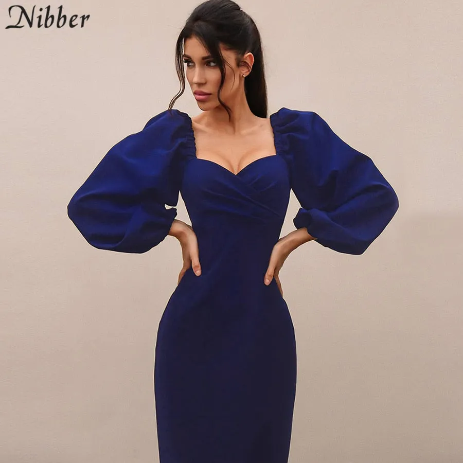 V Neck off shoulder Elegant midi dress