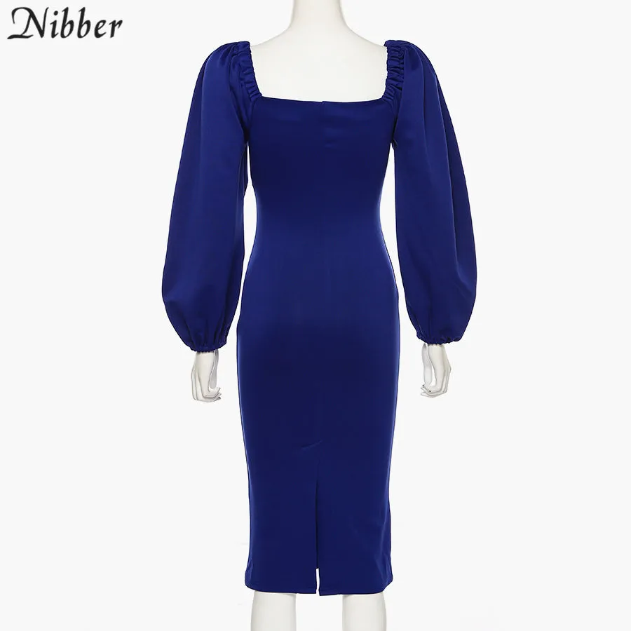 V Neck off shoulder Elegant midi dress