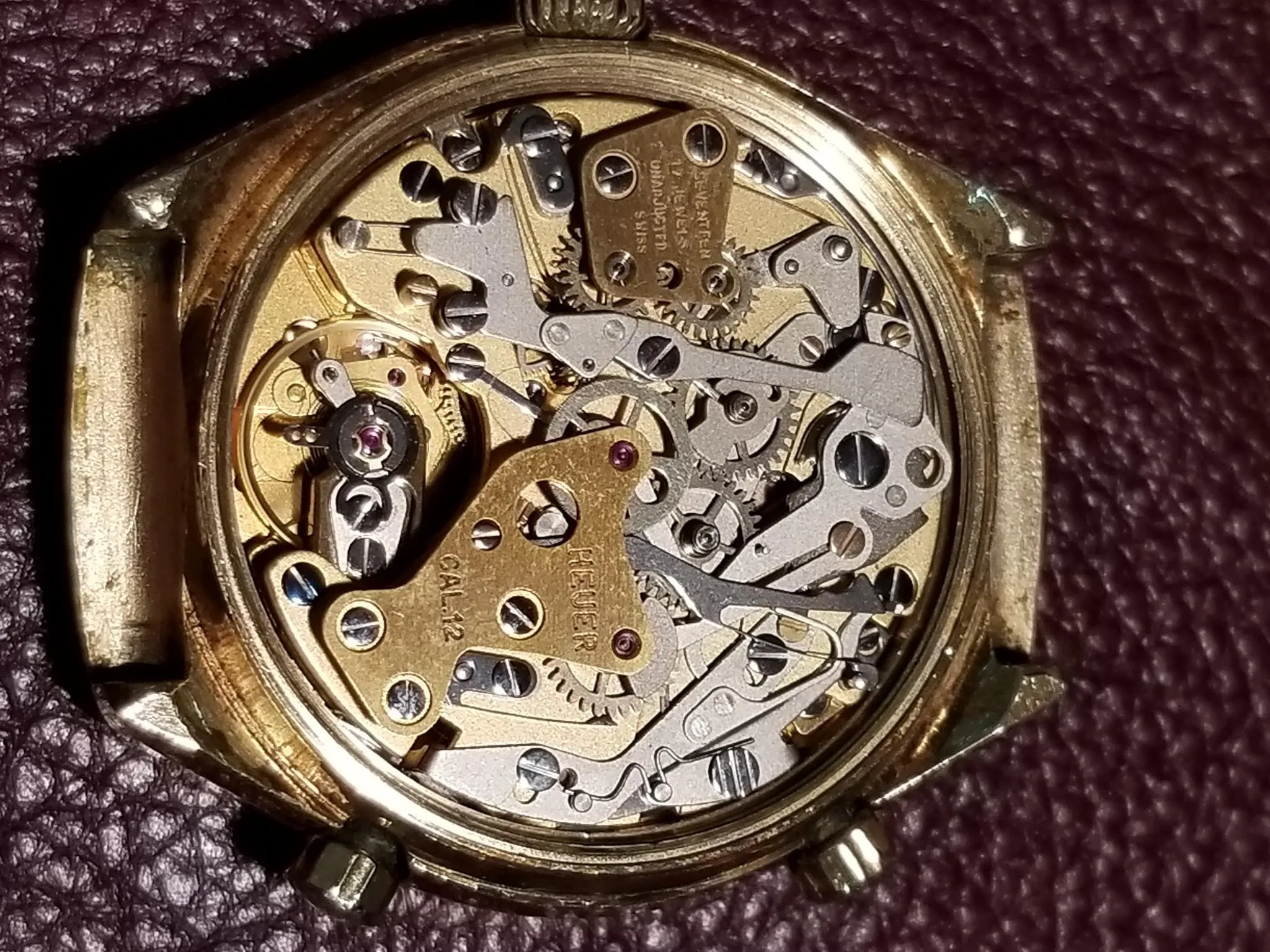 Vintage 1974 Heuer Carrera 110.515 CHN Gold Panda Chronograph Cal 12 Watch CPO