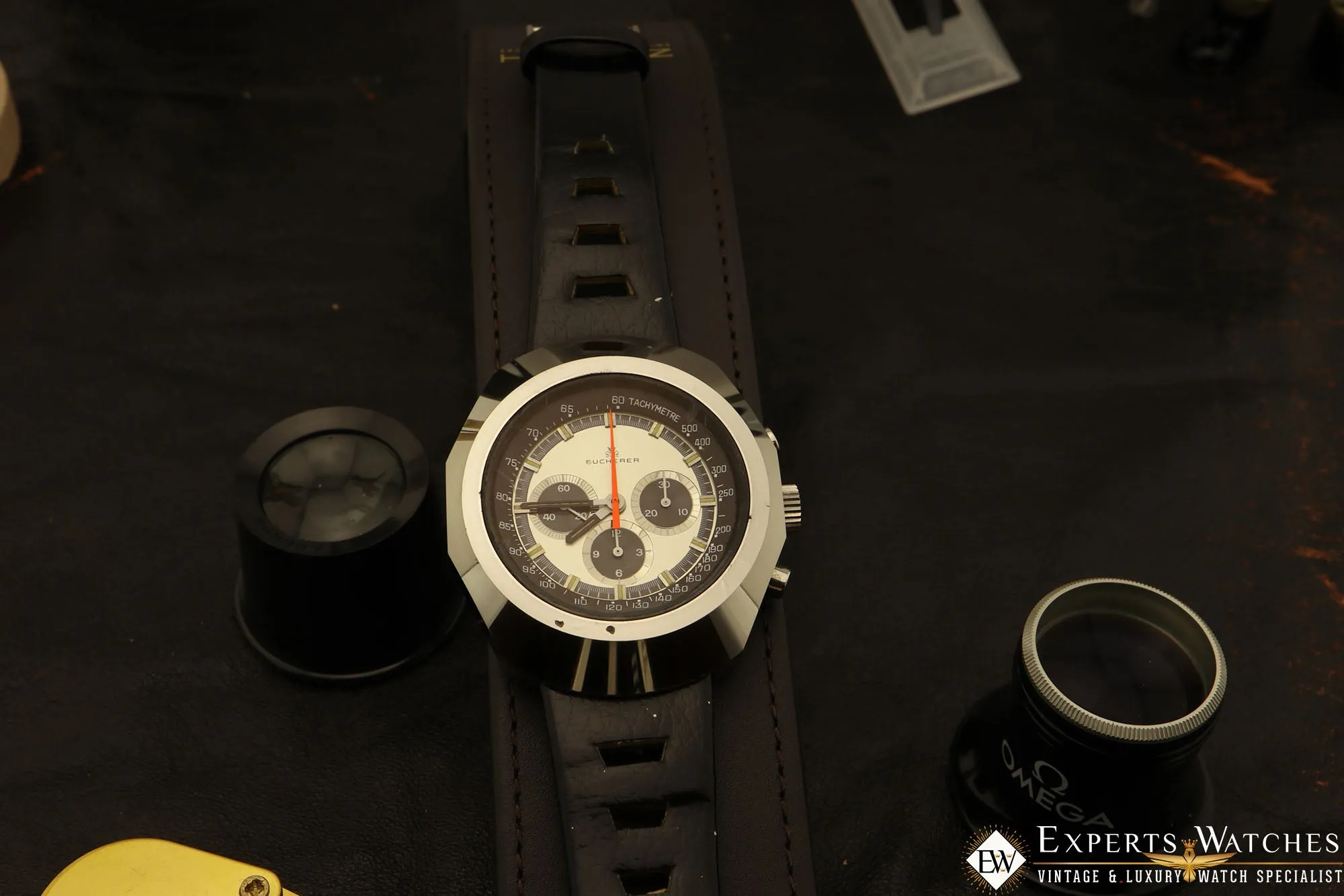 Vintage BUCHERER Chronograph Anakin Skywalker PANDA CAL.1873 861 TUGSTEN Watch