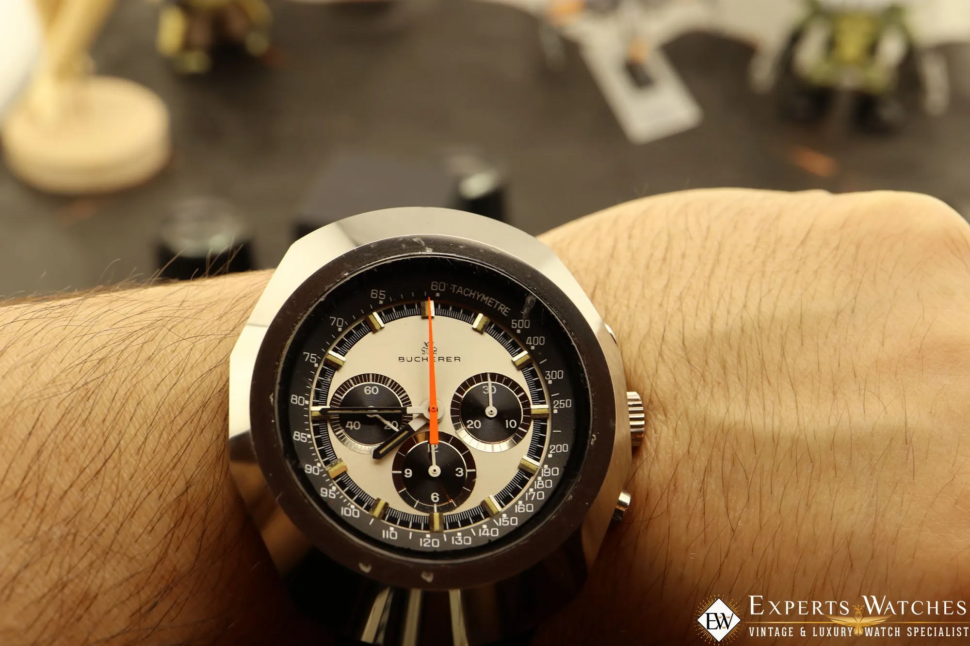 Vintage BUCHERER Chronograph Anakin Skywalker PANDA CAL.1873 861 TUGSTEN Watch
