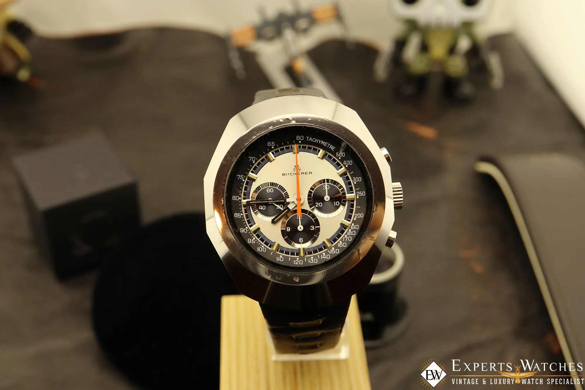 Vintage BUCHERER Chronograph Anakin Skywalker PANDA CAL.1873 861 TUGSTEN Watch