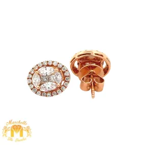 VVS/vs high clarity of diamonds set in a 18k gold Oval shape Earrings (choose your color)