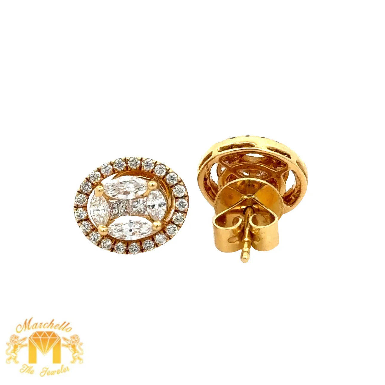 VVS/vs high clarity of diamonds set in a 18k gold Oval shape Earrings (choose your color)