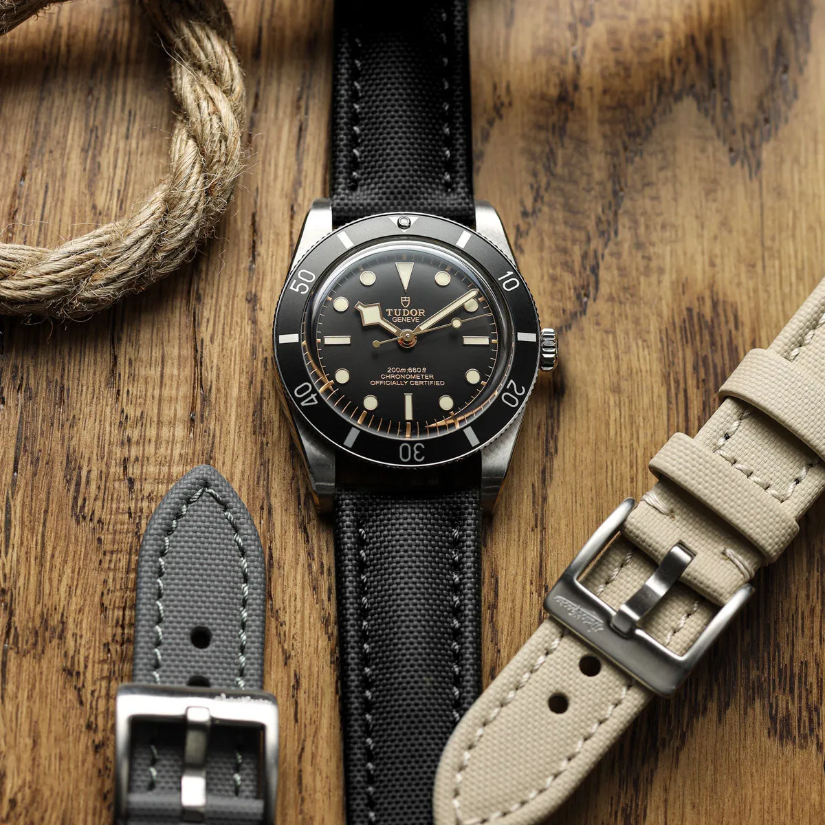 WatchGecko Atlas Sailcloth Watch Strap - Black