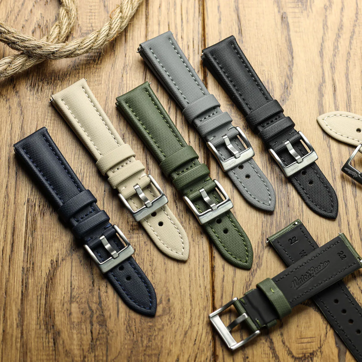 WatchGecko Atlas Sailcloth Watch Strap - Black